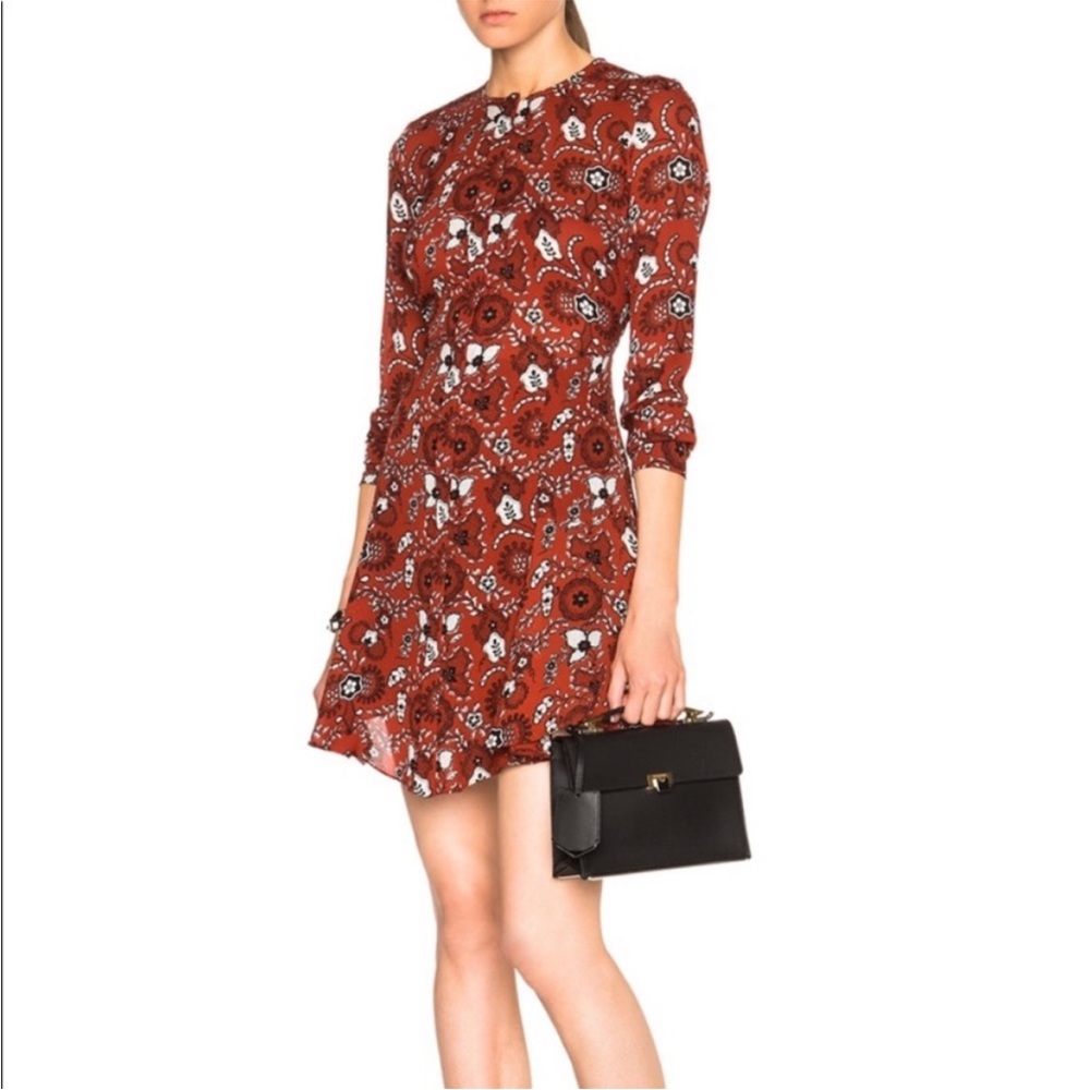 A.L.C. Randi Long-Sleeve Floral Silk Shirtdress 0